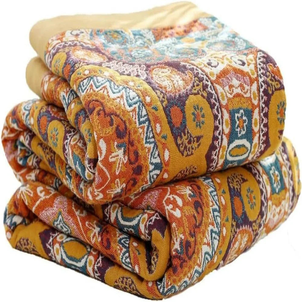 Cotton Bohemian Reversible Throw Blanket