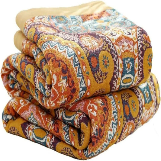 Cotton Bohemian Reversible Throw Blanket