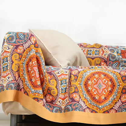 Cotton Bohemian Reversible Throw Blanket
