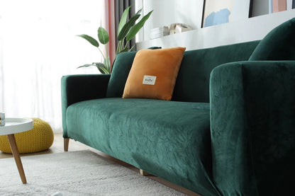 Dark Green Velvet Stretch Sofa Cover for Couch