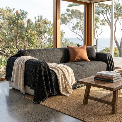 Soft Woven Herringbone Couch Throw