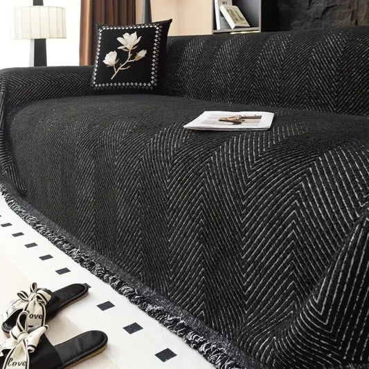 Soft Woven Herringbone Couch Throw