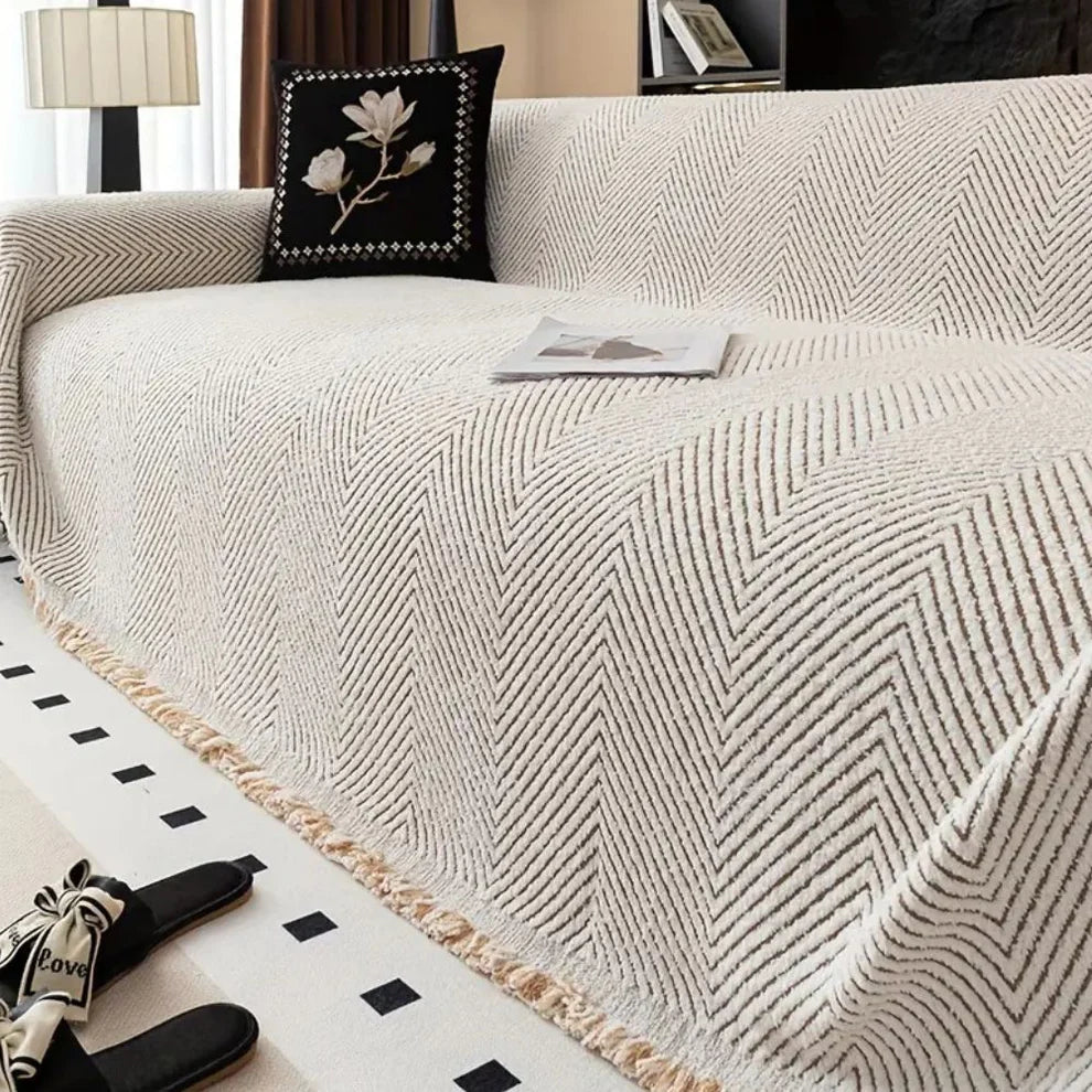 Soft Woven Herringbone Couch Throw