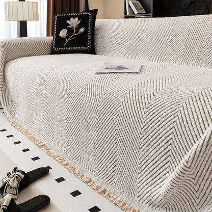Soft Woven Herringbone Couch Throw