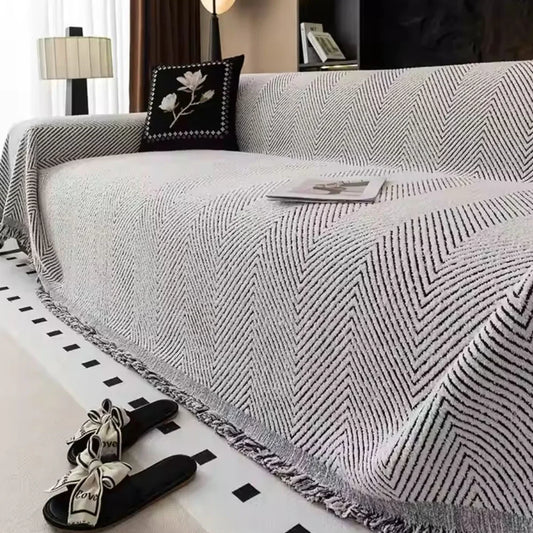 Soft Woven Herringbone Couch Throw