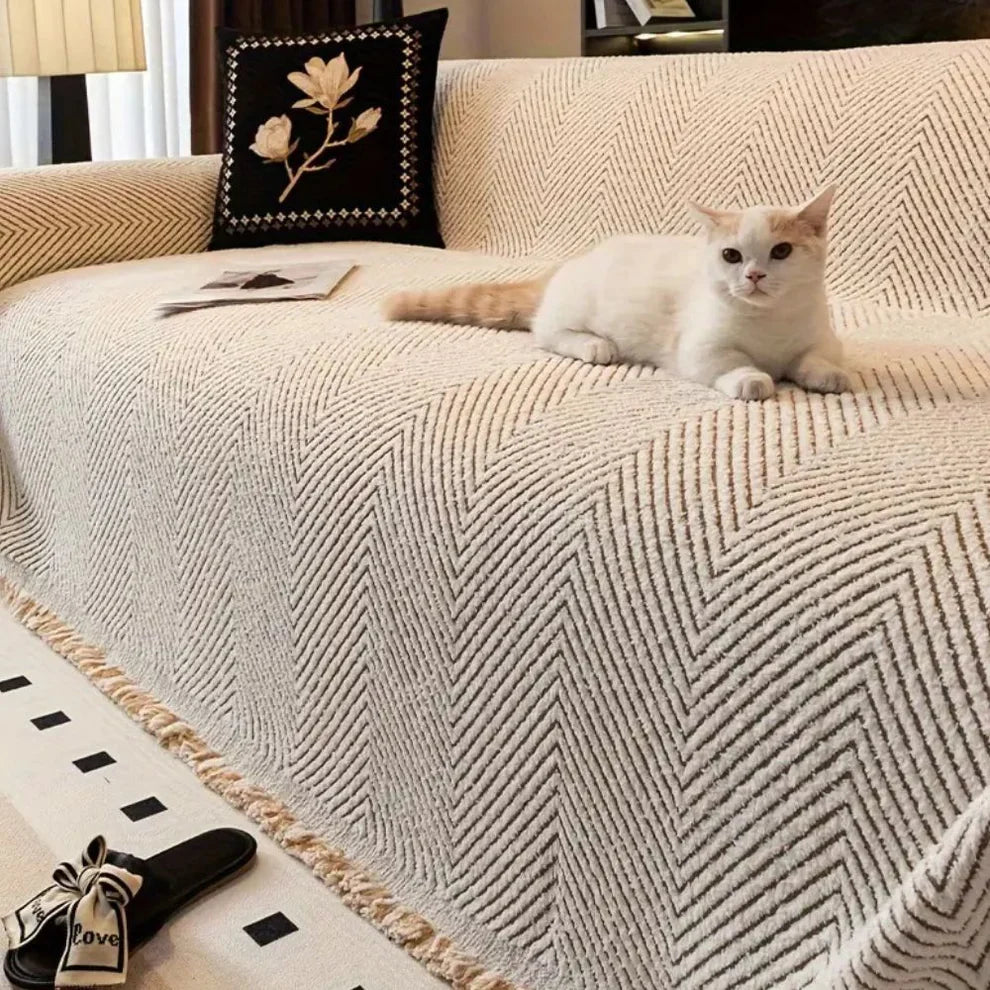 Soft Woven Herringbone Couch Throw