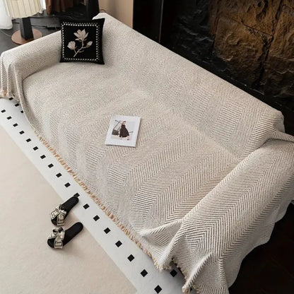 Soft Woven Herringbone Couch Throw