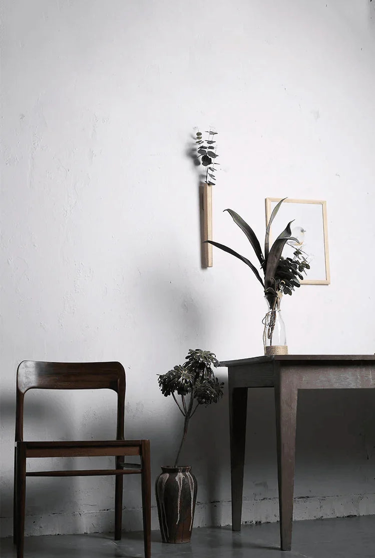 Minimalist Slim Wooden Wall Mounted Vase