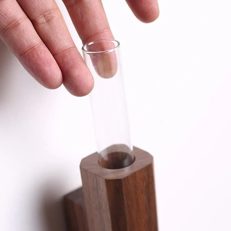 Minimalist Slim Wooden Wall Mounted Vase