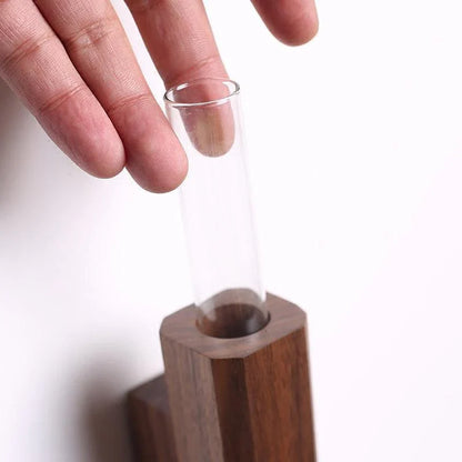 Minimalist Slim Wooden Wall Mounted Vase
