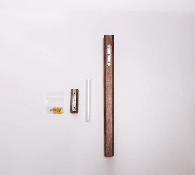 Minimalist Slim Wooden Wall Mounted Vase